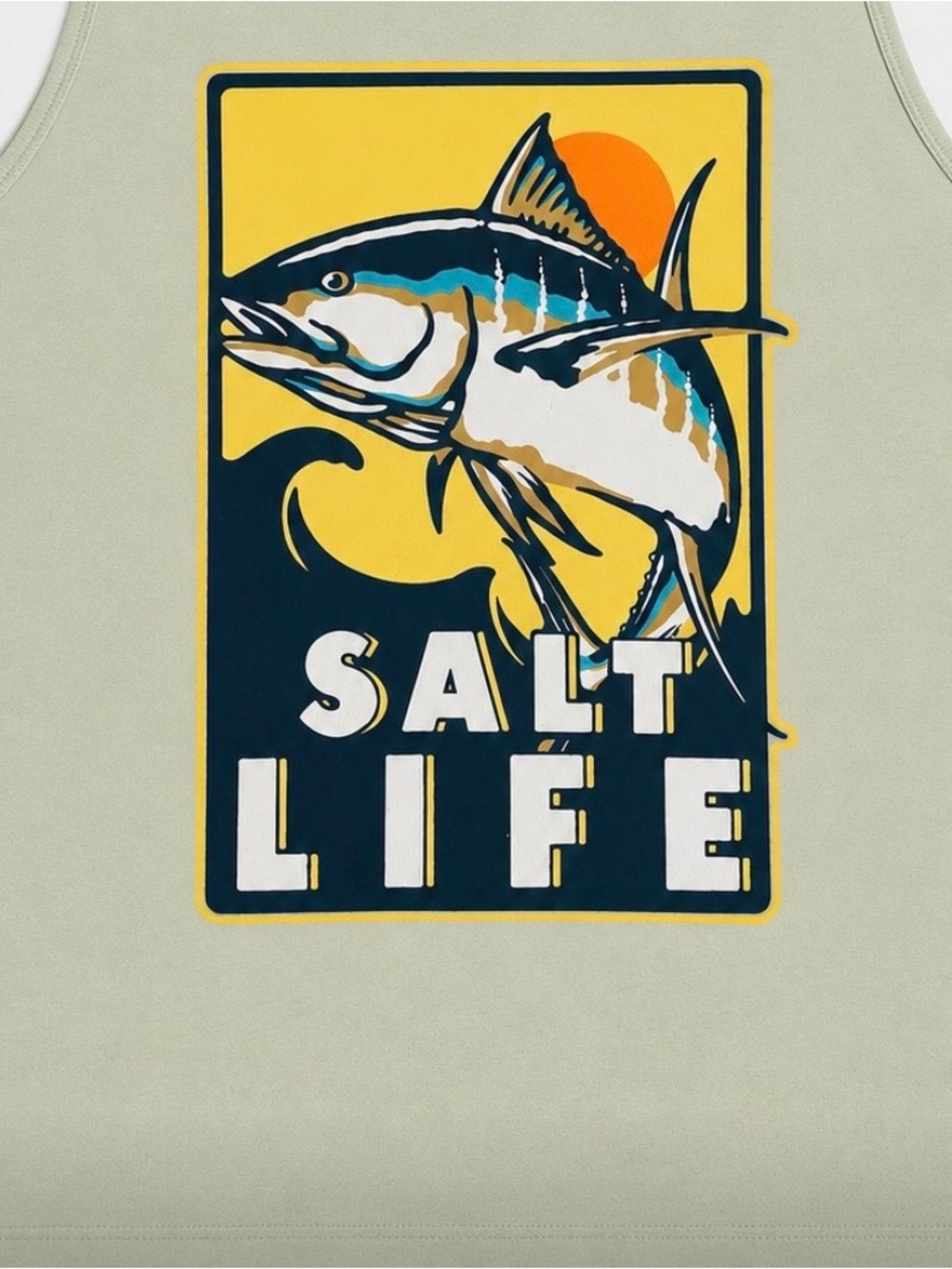 Salt Life Men's Sage Tank with Navy Logo